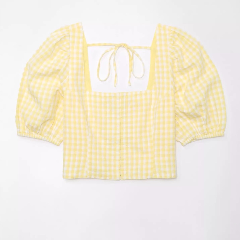 American Eagle corset linen blend top
